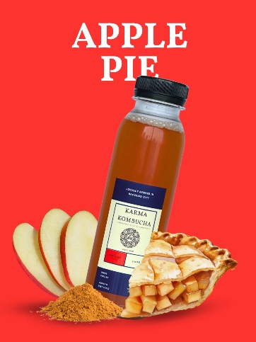 Karma Kombucha Apple Pie bottle with fruit